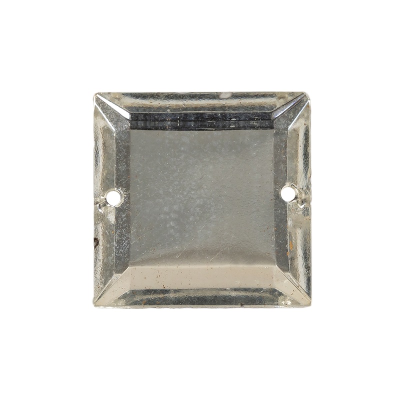 Vintage Crystal Sew-On Beveled Square Ornament with Gold Backing – 50L/23mm