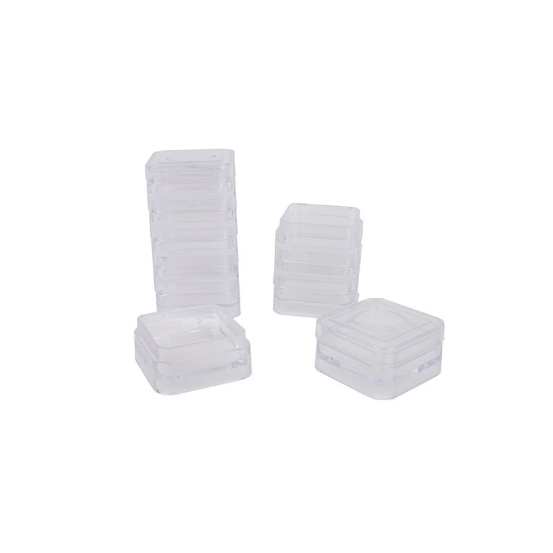 10 Square Stacker Jars with 2 Lids – 1.25″ x 2.3″