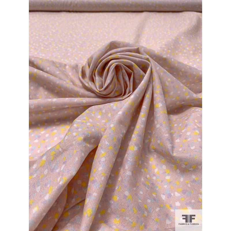 Ditsy Graphic Printed Cotton Voile – Dusty Blush / Yellow / Sky Blue / Off-White Fabric by the Yard