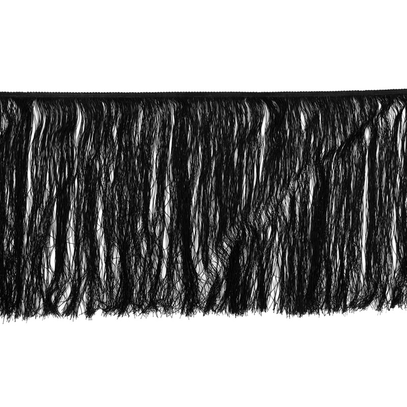 European Black Chainette Fringe Trim – 16″