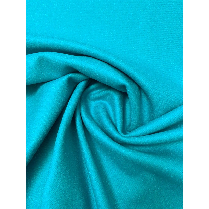 Italian Speckled Stretch Wool Coating – Turquoise Fabric by the Yard