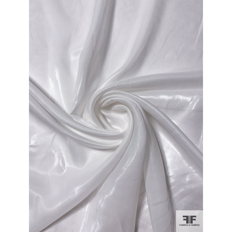 J Mendel Italian Solid Silk Chiffon with Glossy Threads – Off-White Fabric by the Yard