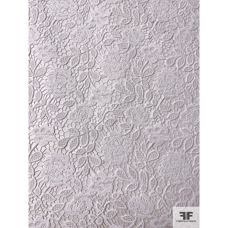 Pamella Roland Double-Scalloped Floral Guipure Lace with Light Cording – Off-White Fabric by the Yard