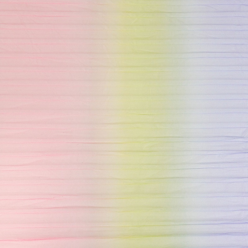Purple, Pink and Yellow Ombre Stripes Pleated Tulle