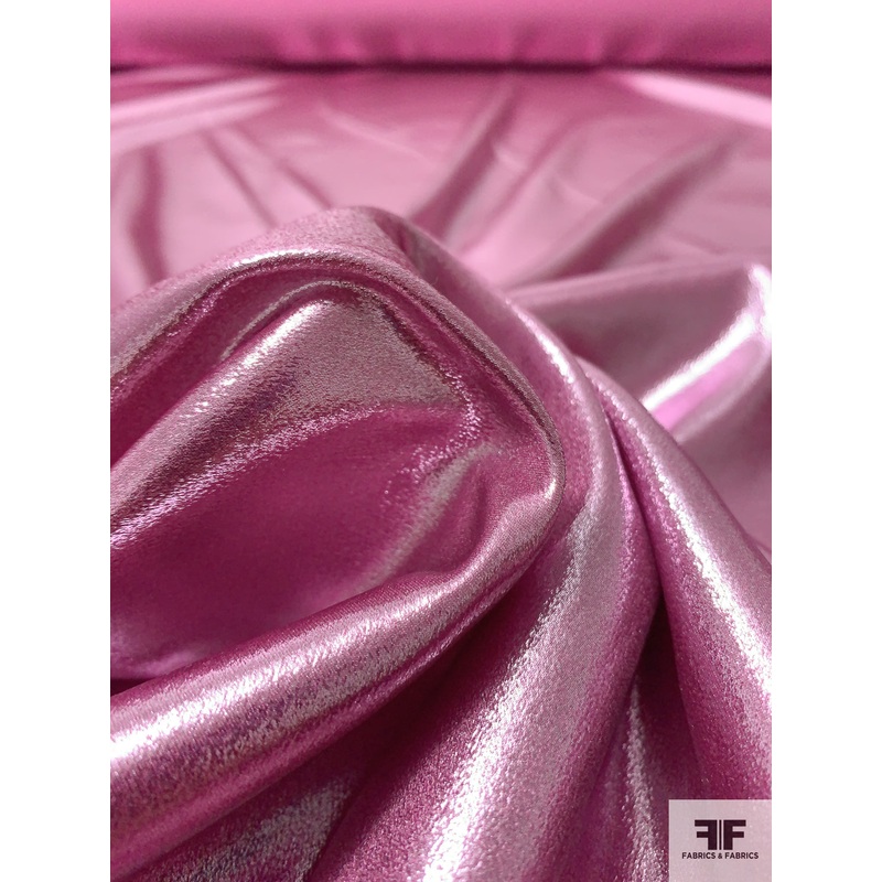 Anna Sui Italian Metallic Finished Solid Silk Charmeuse – Metallic Orchid Pink Fabric by the Yard