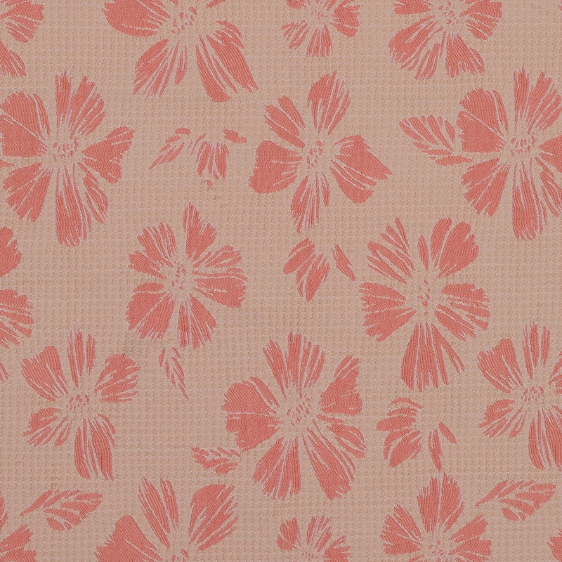 Beige and Light Orange Stretch Floral Houndstooth Brocade