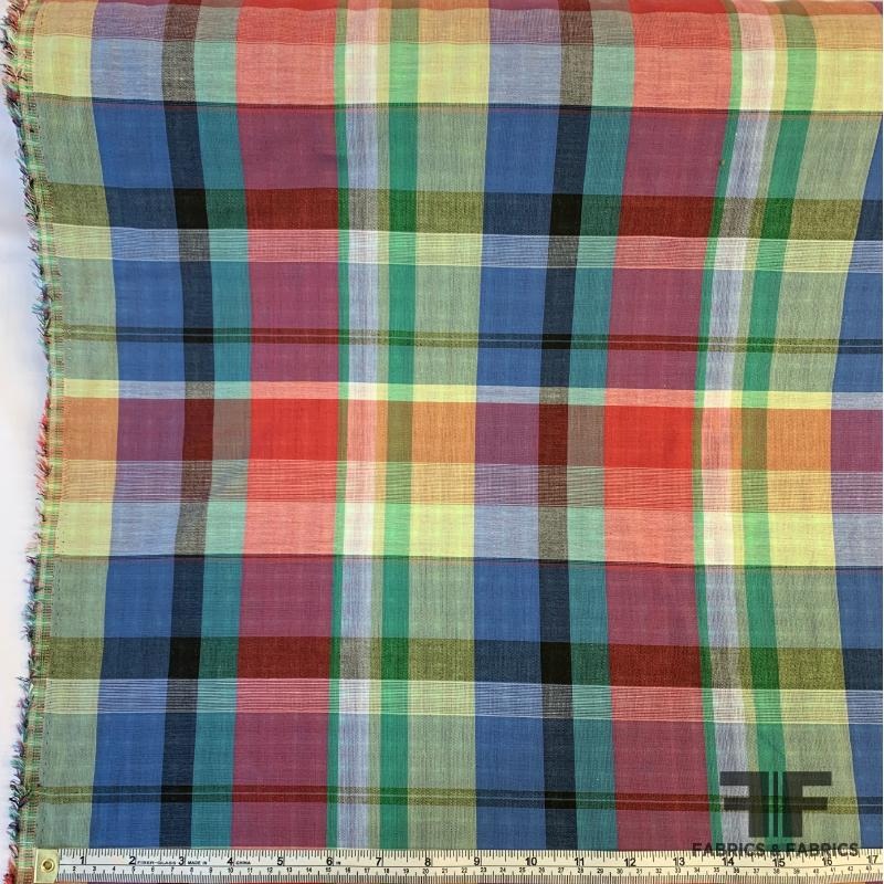 Double-Faced Reversible Cotton Plaid – Multicolor Fabric by the Yard