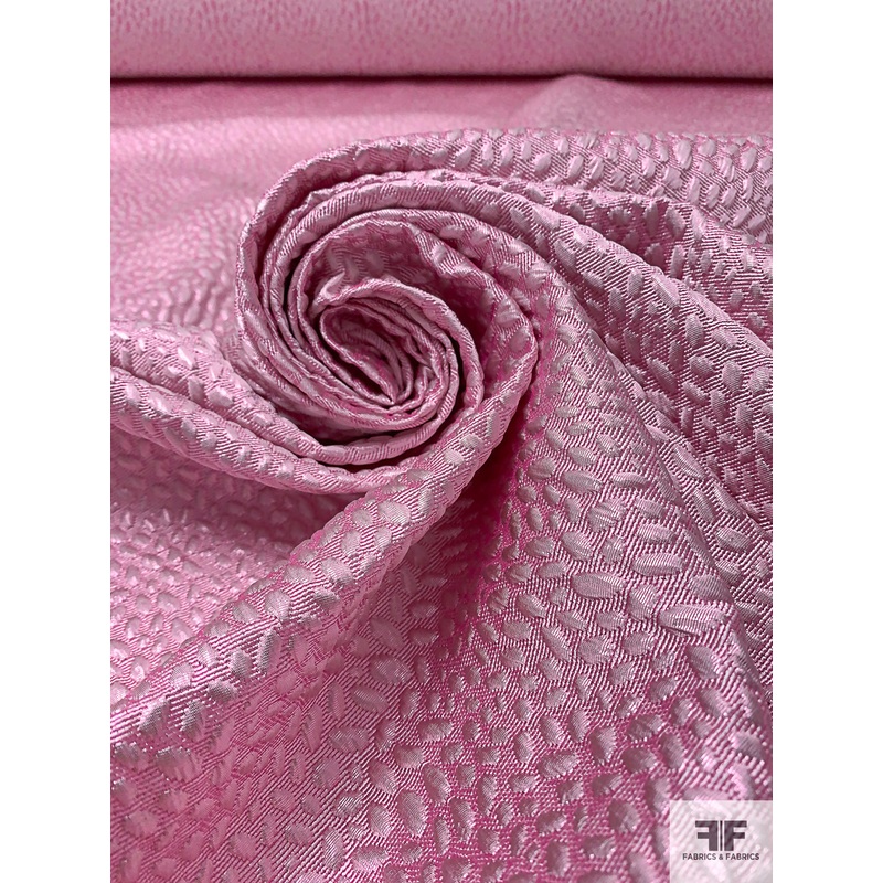 Italian Dot Design Textured Metallic Brocade – Metallic Pink / White Fabric by the Yard