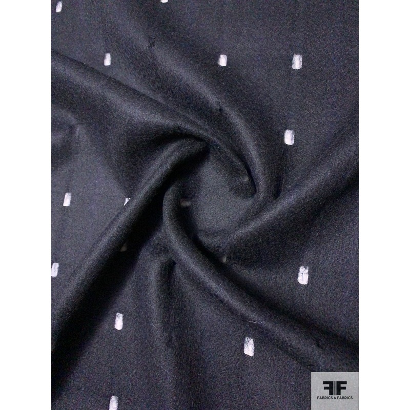 Italian Light Jacket-Weight Wool Coating with Cut-Out Rectangle  Design – Navy Fabric by the Yard