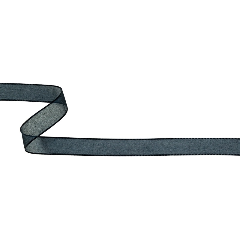 Navy Shimmering Organza Ribbon with Woven Edges – 0.75″