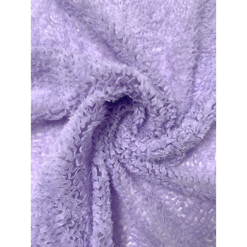 Novelty Ruffled Organza-Chiffon on Tulle – Lavender Fabric by the Yard