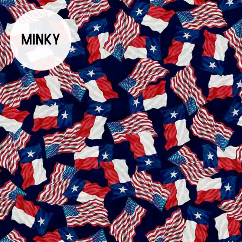 2025 All Texas Shop Hop Minky / Flag of Texas in Navy