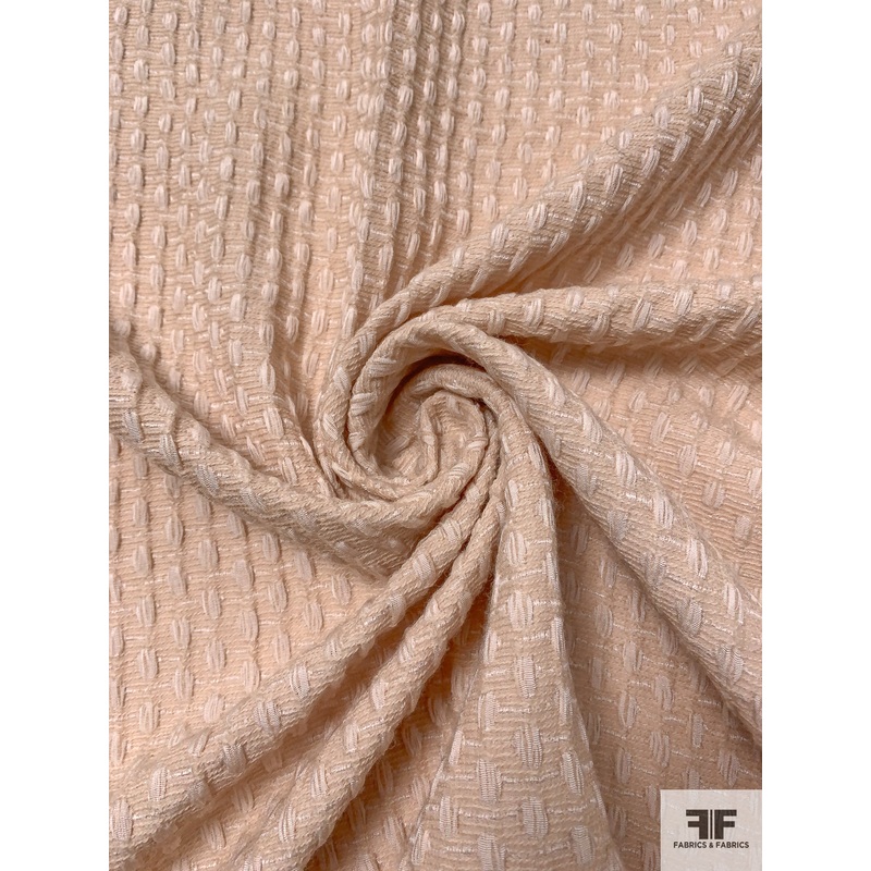 Basketweave Textured Wool Blend Novelty Tweed – Champagne Beige Fabric by the Yard