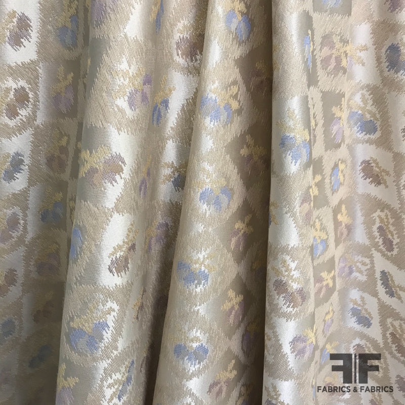 Diamond Floral Brocade – Beige Fabric by the Yard