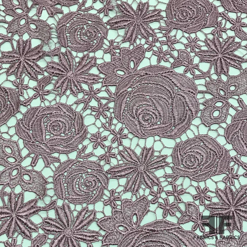 Floral Guipure Lace – Purple Fabric by the Yard