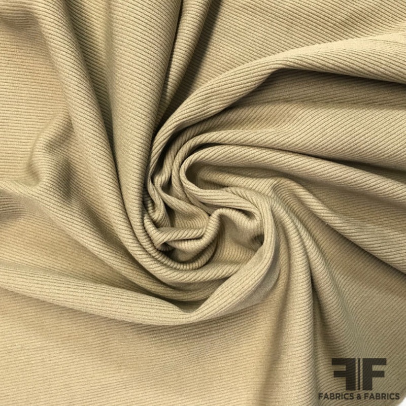 Italian Polyester Blend Ribbed Knit – Camel Fabric by the Yard