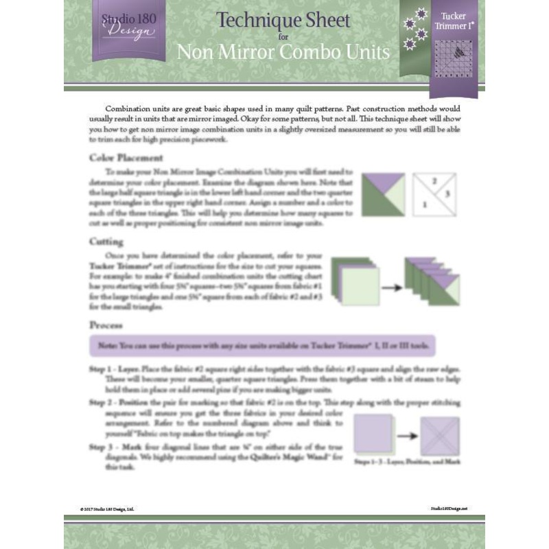 Non Mirror Combo Technique Sheet from Studio 180 Design