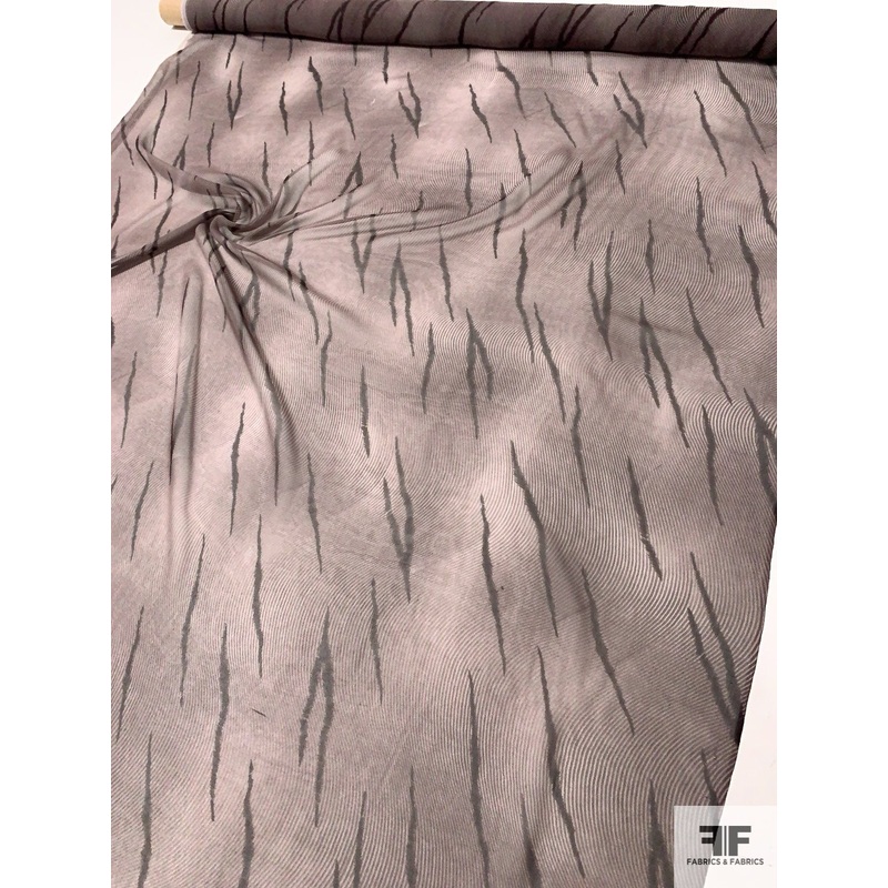 Streaks and Striations Printed Silk Chiffon – Earthy Brown / Grey Fabric by the Yard