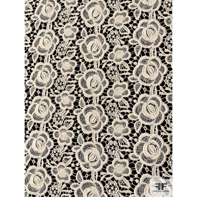 Dense Floral Guipure Lace – Natural Fabric by the Yard