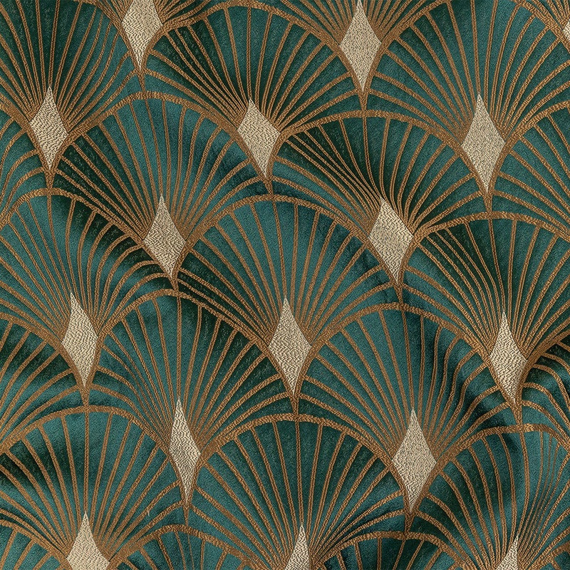 Drapery Jacquard – Emerald Maze of Fans – British Imported