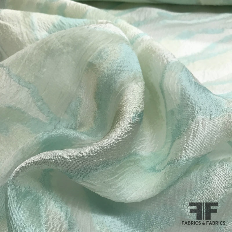 Italian Abstract Fil Coup Textured Novelty Organza – Mint Fabric by the Yard