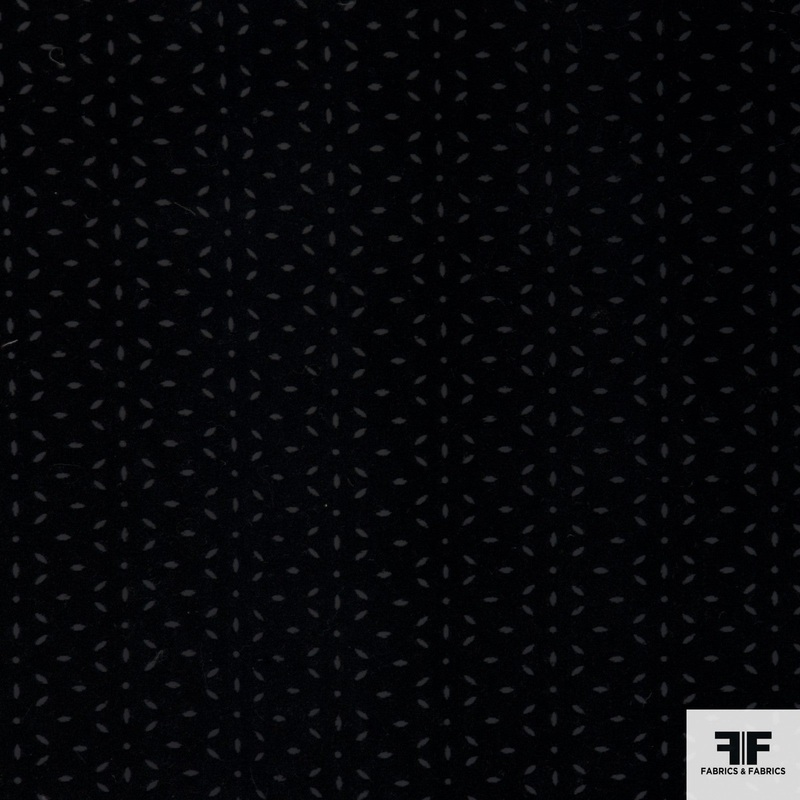 Italian Novelty Perforated Wool – Black Fabric by the Yard