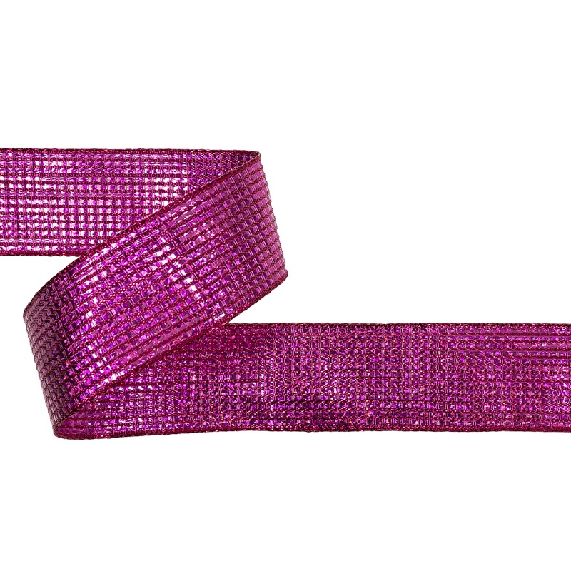 Metallic Fuchsia Iridescent Wire Edged Ribbon – 1.5″