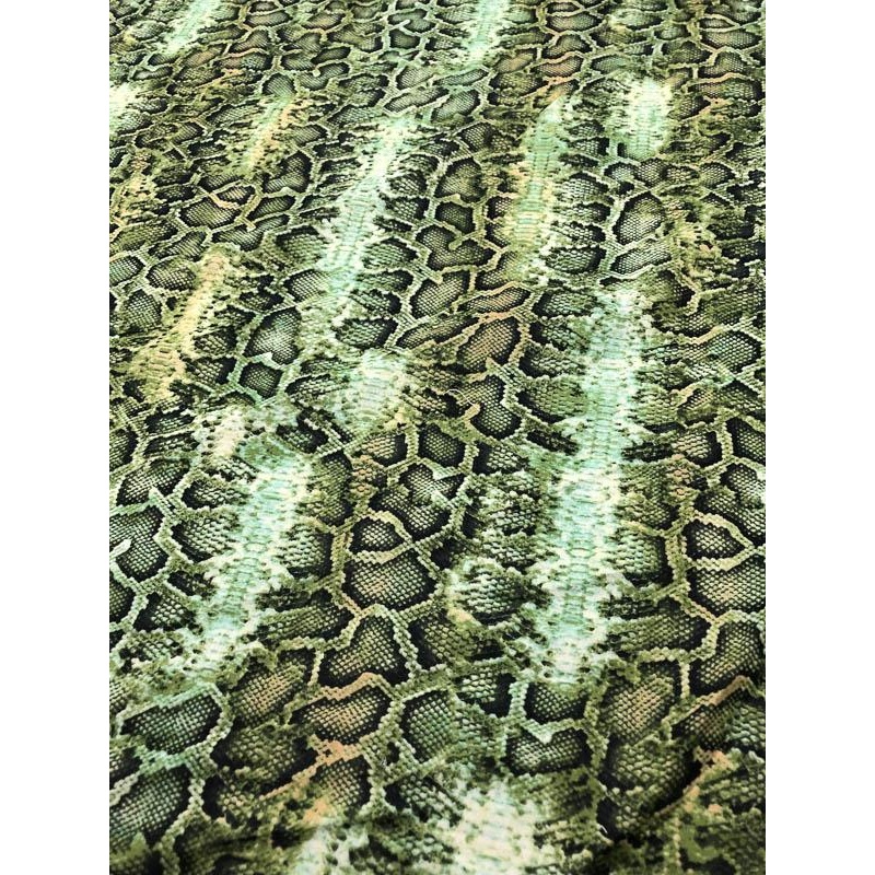 Reptile Printed Cotton Voile – Green / Black Fabric by the Yard