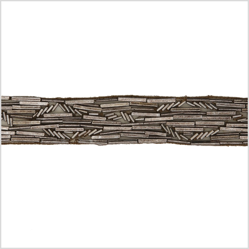 1″ Gunmetal Beaded Rhinestone Trim