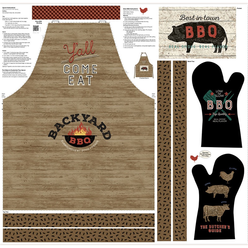 Backyard BBQ Apron & Mitts Panel