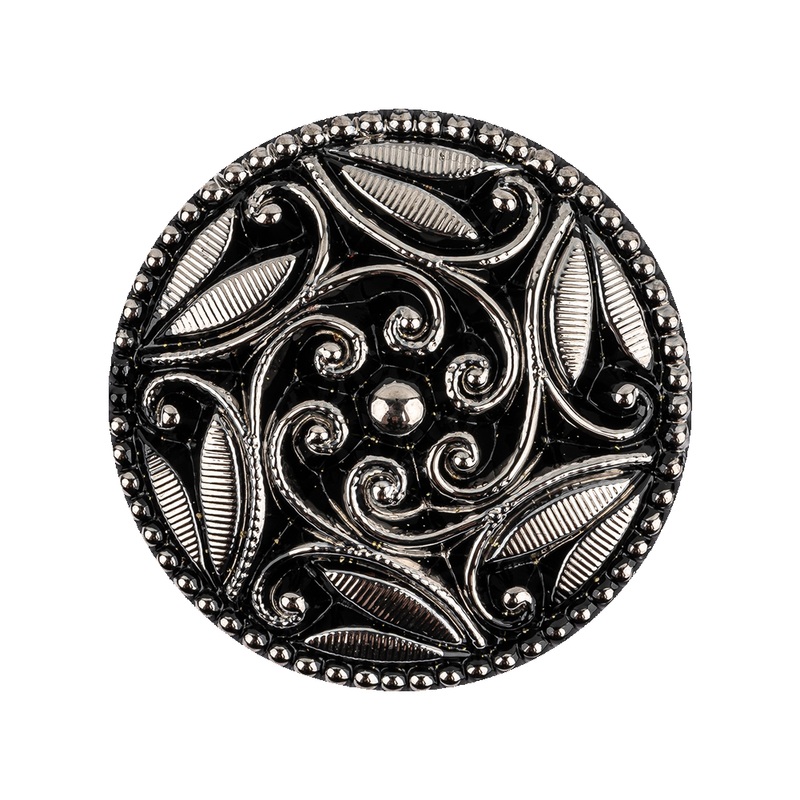 Black/Platinum Glass Button – 40L/25.5mm