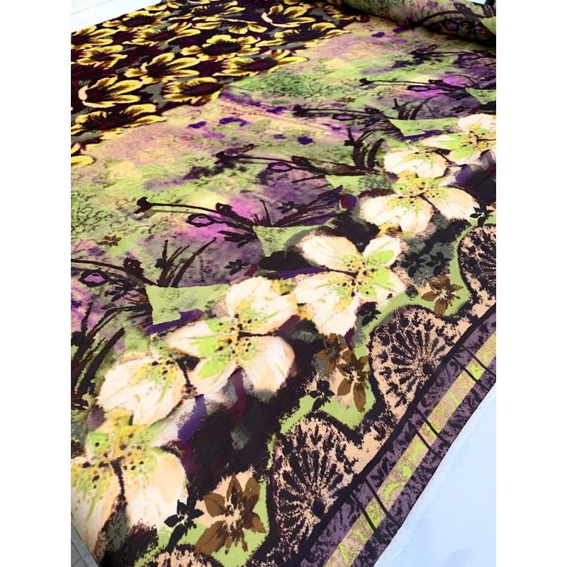 Boho Floral Printed Silk Chiffon – Multicolor Fabric by the Yard