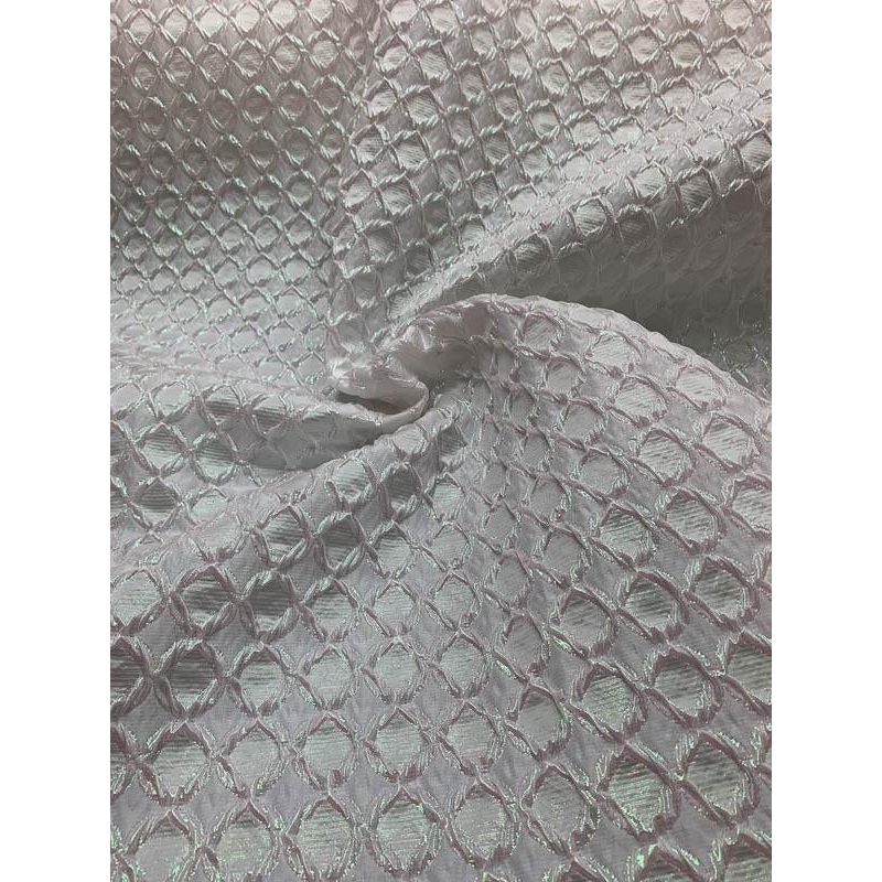 Christian Siriano Italian Aurora Borealis Geometric Matelass Novelty – White Fabric by the Yard