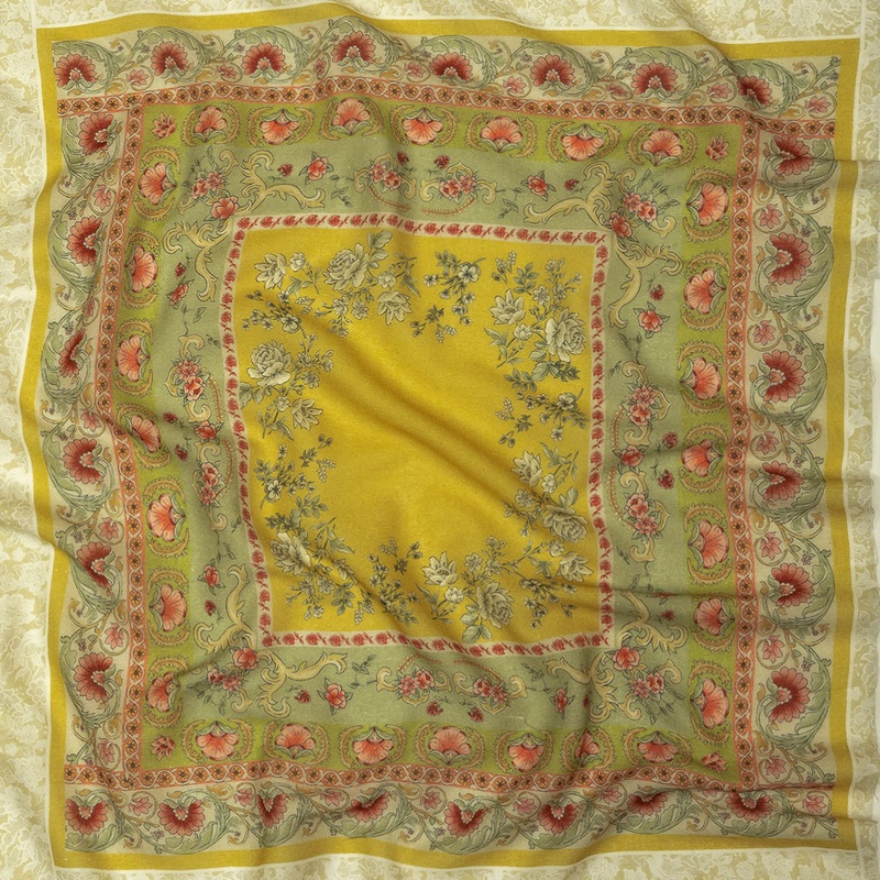 Cotton Gauze Panel – Yellow and Green Floral – Mood Exclusive Palace of Illusions Print