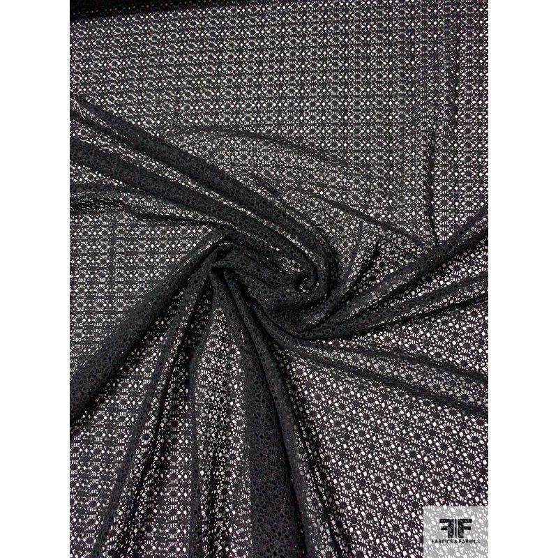 Ditsy Art Deco Guipure Lace – Black Fabric by the Yard