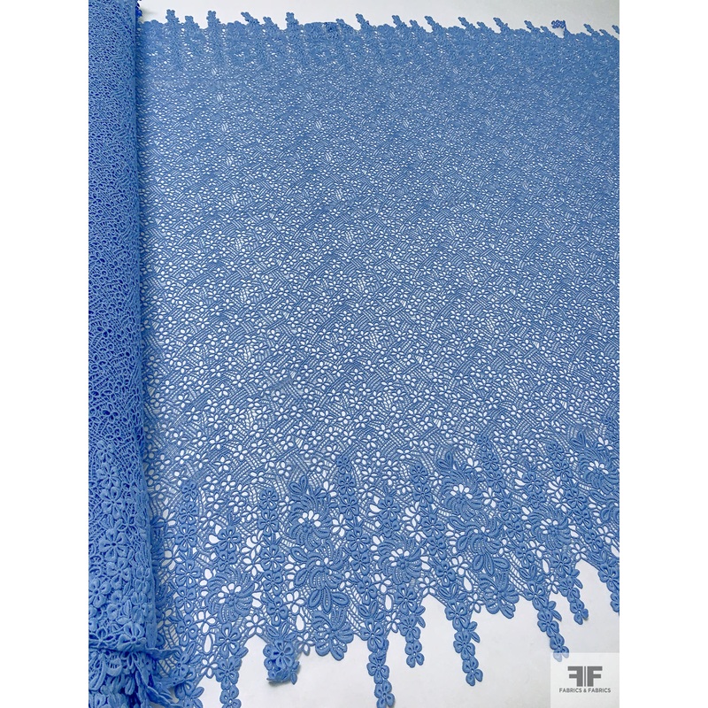 Double-Scalloped Small Floral Guipure Lace – Periwinkle Blue Fabric by the Yard