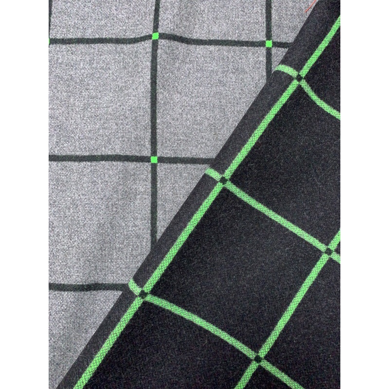 Italian Reversible Windowpane Jacket Weight Coating – Black / Green / Grey Fabric by the Yard