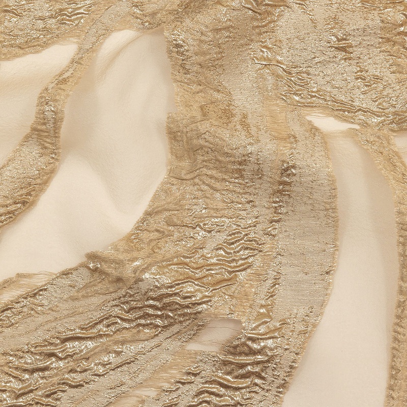 Metallic Gold and Beige Marbled Veins Luxury Burnout Brocade Panel