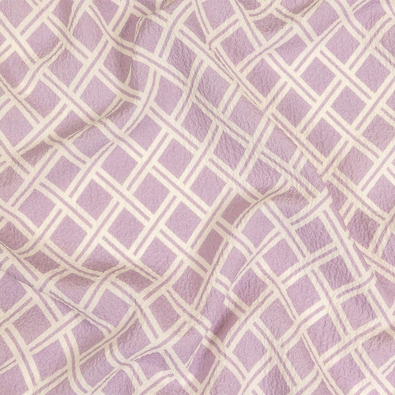 Mood Exclusive Lavender Lattice Status Stretch Polyester Seersucker