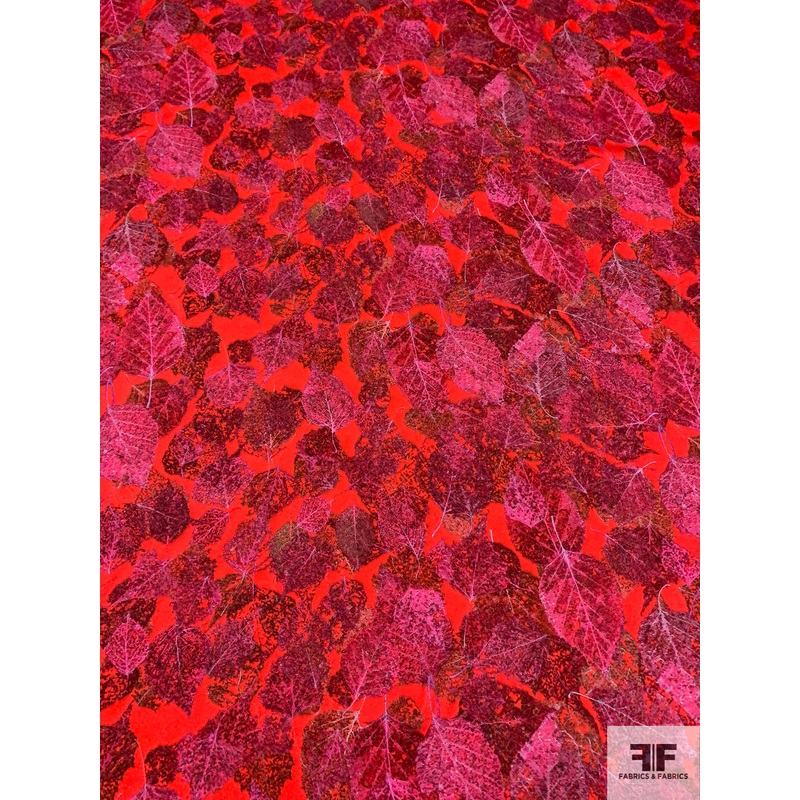 Prabal Gurung Romantic Leaf Printed Satin Silk Chiffon – Red / Pink / Black / Earth Fabric by the Yard
