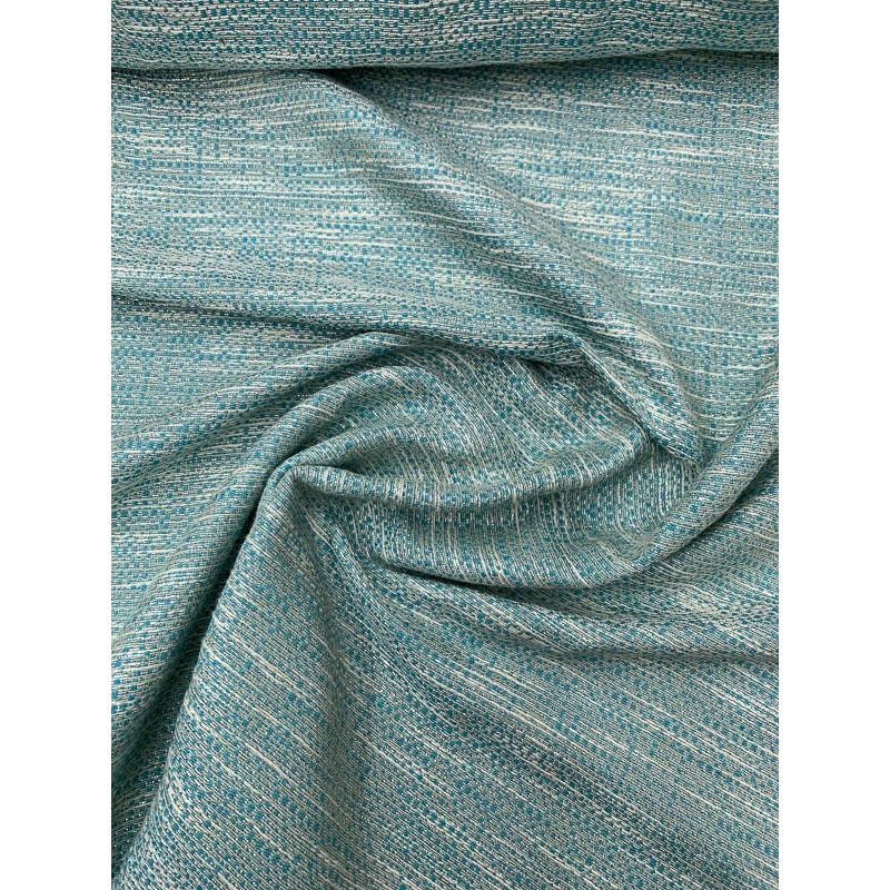 Woven Tweed Suiting – Turquoise / Ivory Fabric by the Yard