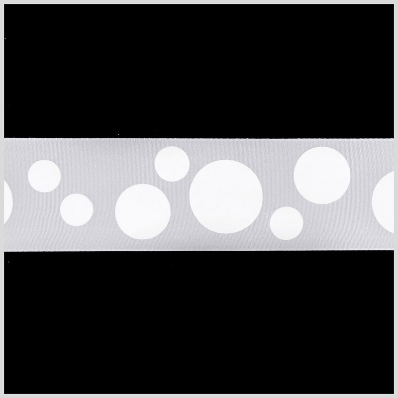7/8″ White Polka Dot Satin Ribbon