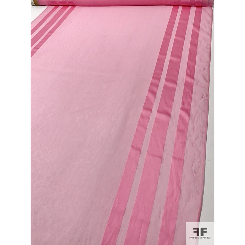 Double-Border Pattern Satin Striped Burnout Silk Chiffon – Pink Fabric by the Yard