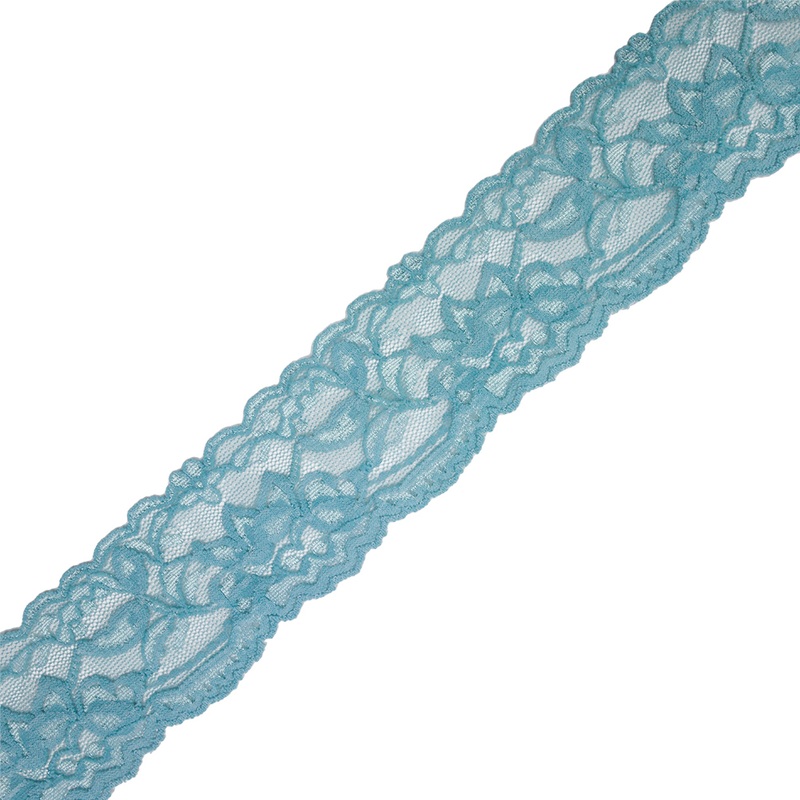 Famous NYC Designer Sky Two Tone Floral Vines Stretch Lace Trim with Scalloped Edges – 2″