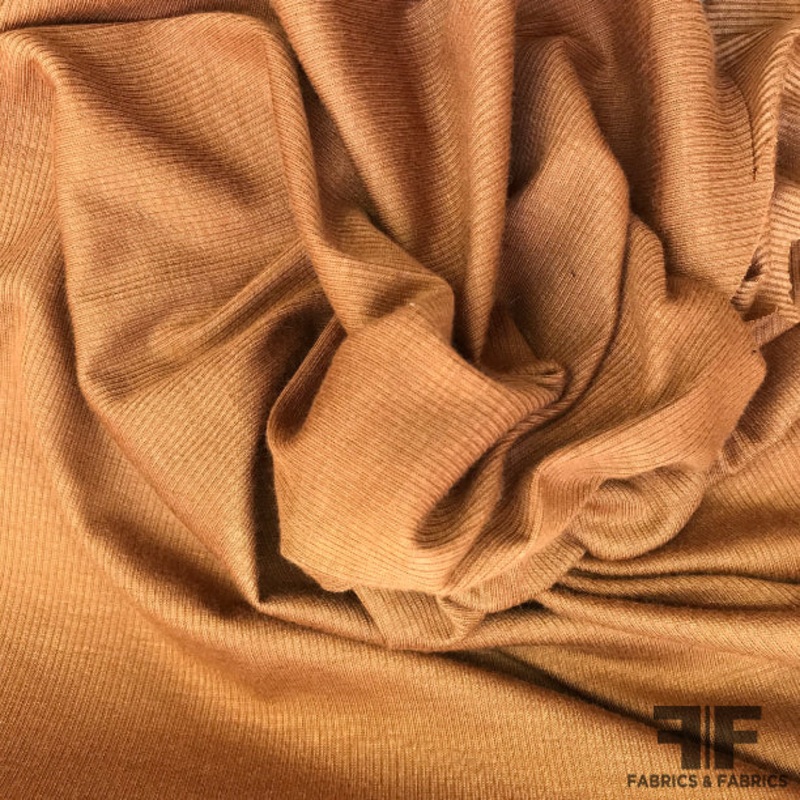 Featherweight Rayon Ribbed Knit – Rusty Caramel Fabric by the Yard