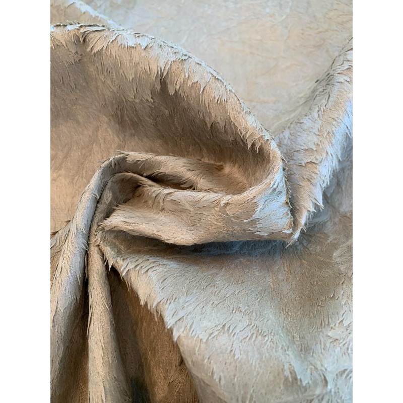 Flattened Faux Fur-Like Cotton Rayon Novelty – Khaki Fabric by the Yard
