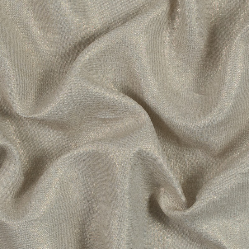 Lightweight Linen Woven with Metallic Gold Foil – Oatmeal – Simone Collection