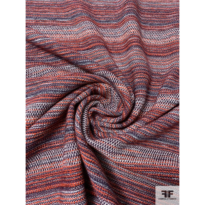 Made in Spain Striped Woven Cotton Light Jacket Weight – Orange / Navy / Purple / White Fabric by the Yard