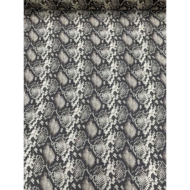 Snakeskin Pattern Printed Silk Chiffon – Chocolate / Tan Fabric by the Yard