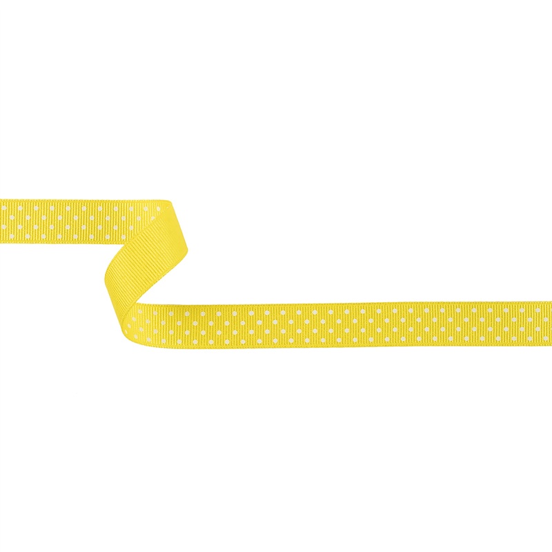 Blazing Yellow and White Polka Dots Grosgrain Ribbon – 0.625″
